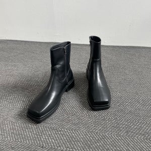 애드 스퀘어토 레더 지퍼 첼시부츠 남자 남성 블랙 검정 첼시 부츠