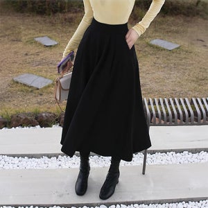 가을 롱스커트 A라인 플레어 뒷밴딩 스타일 사계절 버전 선택 가능