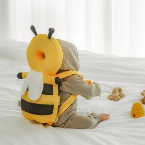 리틀클라우드 유아동 꿀벌 머리쿵 쿠션 아기 머리보호대 뒷쿵 매쉬 애착인형 1P