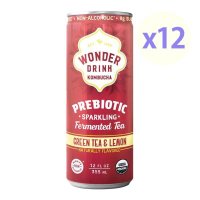 Wonder Drink 원더드링크 그린티 레몬 프리바이오틱 스파클링 콤부차 캔 355ml 12개