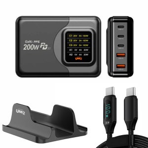 200W 디스플레이 초고속 충전기 PPS GAN2-LCD220W 100WLED 케이블세트