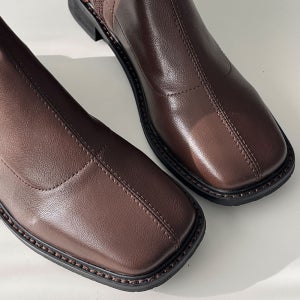 스퀘어 스판 삭스 부츠 가죽 발편한 숏 발목 앵글 부츠