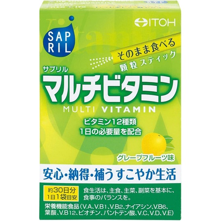 일본직발송 이토 한방 제약 <b>사프릴 멀티 비타민</b> 약 30 일분 2GX30 가방 과립 스틱 타입 자몽 맛 영양 기능 식품 B002NSVFDS
