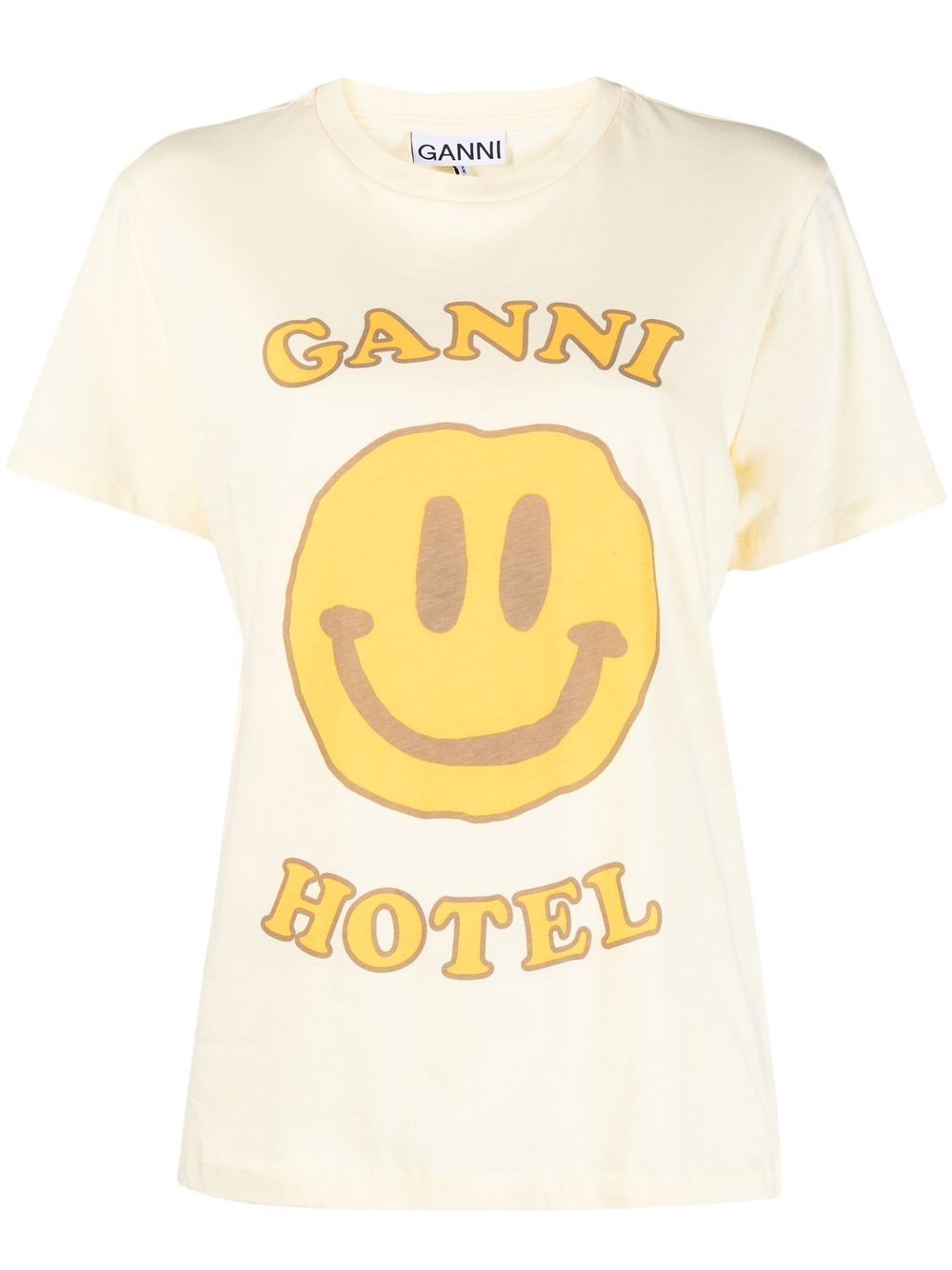 가니 스마일 프린트 오가닉 코튼 티셔츠 GANNI smile-print organic cotton T-shirt