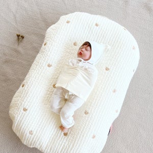 제이앤제나 마미센서플랫형 모로반사방지 신생아 아기침대 스마트키즈 - 백수_제나고미_뒷면순면(커버+솜0도)세트 / 일반스트랩