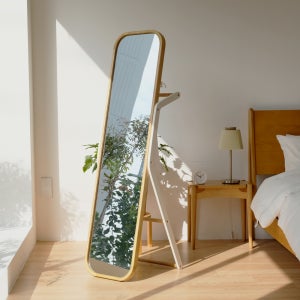 반디즈 고급 원목 전신거울 400 예쁜 행거 스탠드 거울 원룸 드레스룸 비산방지