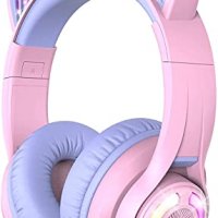 헤드폰 일본 수입 iclever 어린이용 bluetooth 고양이 귀 LED 라이트