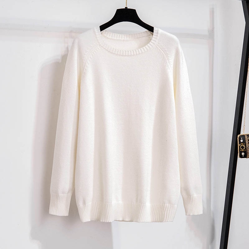 170Kg Plus Size Bust 160cm Women s Long Sleeve O-Neck Knitted Sweater Spring Autumn[C00080272]