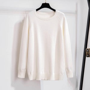 170Kg Plus Size Bust 160cm Women s Long Sleeve O-Neck Knitted Sweater Spring Autumn[C00080272]