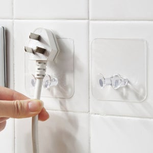 무타공 부착 고정 전기코드정리 콘센트거치대 벽걸이 후크 5개