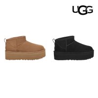 어그 UGG 클래식 울트라 미니 플랫폼 스웨이드 부츠 체스트넛 블랙