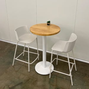 푸른숲가구 고무나무 원색 블랙줄무늬 원형 기둥다리 스탠딩테이블 책상 홈바 식탁