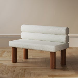 디자인필링 벤치 패브릭 소파 램스울 원목 소파 다이닝 쇼파 긴의자 110cm