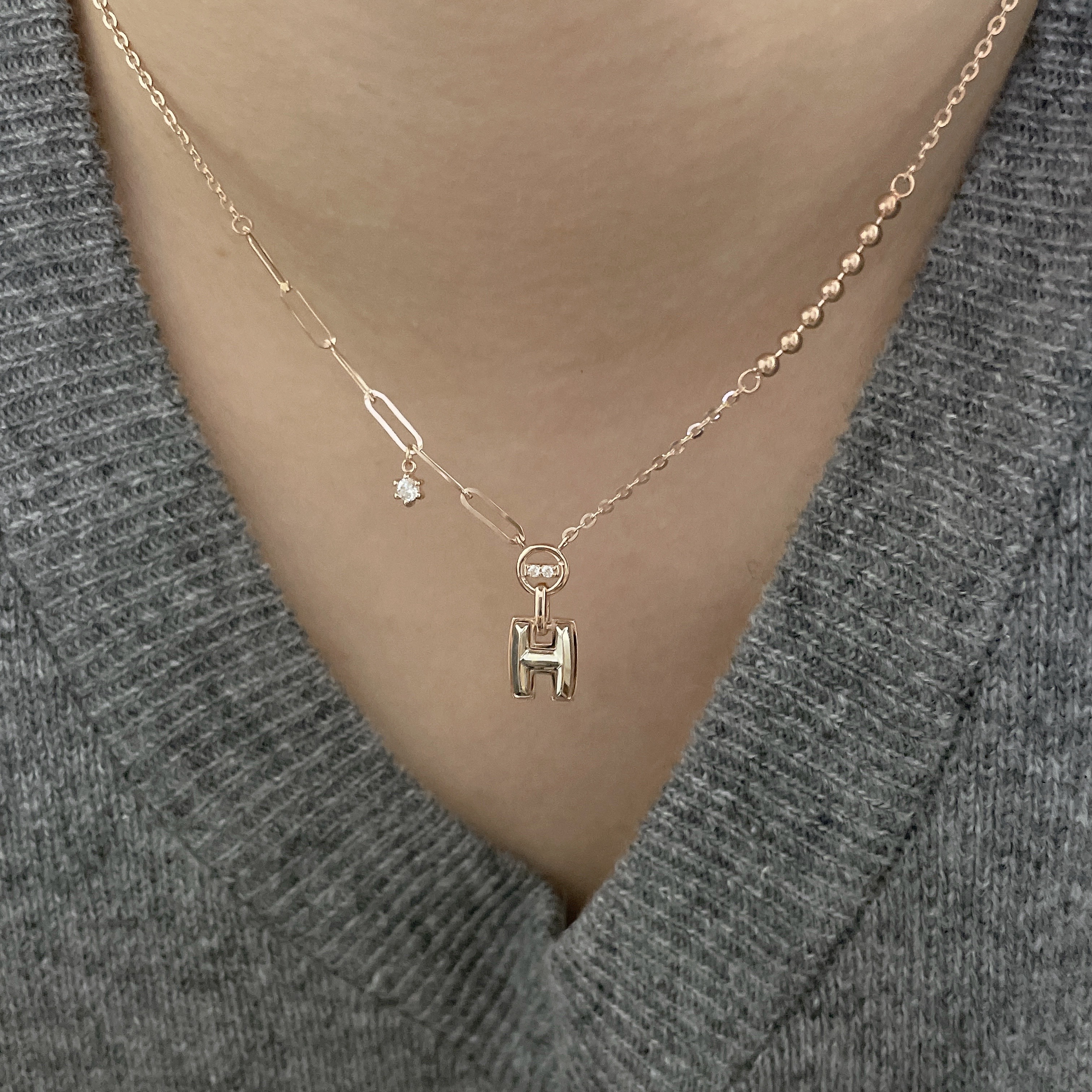 14K 에이치펜던트 목걸이
