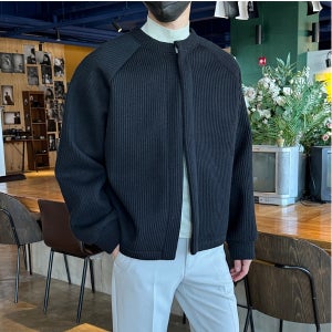 아미 크롭 나그랑 도톰한 남자니트 가디건 - 4color