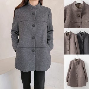 우아모 국산 울80% 여성 반코트 중년 오버핏 하프 코트 엄마옷