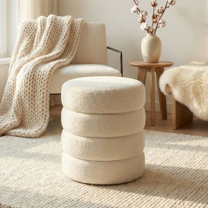 마시멜로우 수납 스툴 의자 부클레 화장대 미니 원형