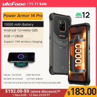 Ulefone파워 아머 14 프로 견고한 휴대폰 10000mAh 안드로이드 12 방수 스마트폰 128GB 5G2.4GWLAN 무선 충전 NFC 글로벌