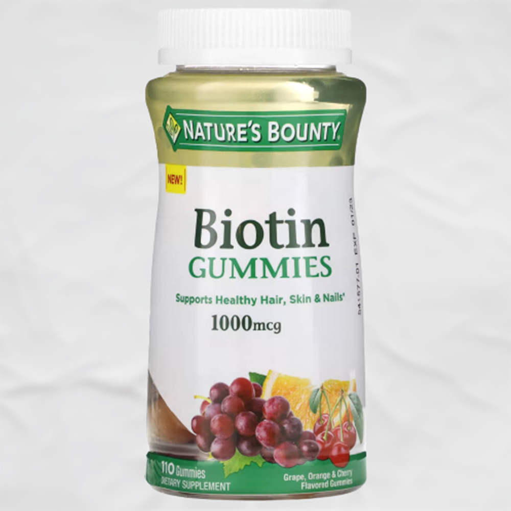 네이처스바운티 biotin <b>비오틴</b> <b>1000mcg</b> 비타민 포도 체리 맛 110젤리