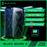 Black Shark 4 5G 게임용 전화 글로벌 버전 휴대폰 NFC 스냅드래곤 870 마그네틱 팝업 트리거 144Hz 67W 핸드폰