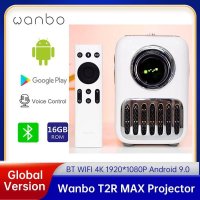 WanboT2R MAX 프로젝터 글로벌 버전 Andoird 9 BT5.0 1080P 미니 LED 휴대용 듀얼 와이파이 4K1GB 16GB 가정용 vs T2 무료