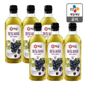 백설 포도씨유 900ml, 6개