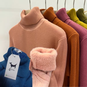 캐시미어 100% 기모 한파 두꺼운 목폴라티 한겨울 터틀넥 니트 여성 하이넥 스웨터