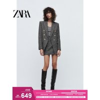 ZARA 새로운 여성용 라펠 긴팔 질감 더블 브레스트 블레이저 2761246 802