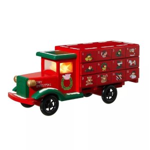 GLITZHOME 글리츠홈 크리스마스 장식 레드 조명 트럭 서랍 24개 어드벤트 캘린더