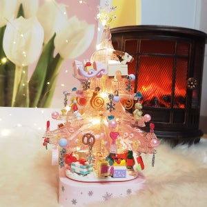 셈보블럭 크리스마스 트리 선물 오르골 LED 장식 호환 블록