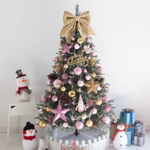 크리스마스 트리 나무 장식 풀세트 고급 핑크골드펀스타그레이 180cm (단면) 성탄절 PE PVC 대형 소품 용품