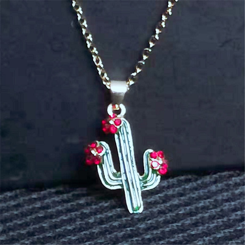 Charm Lotus Necklace For Women Men Vintage Cactus Flower Pendant Necklaces Punk Jewel[C00062462]