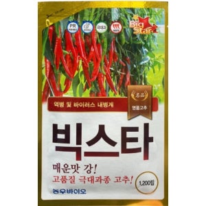 고추 씨앗 종자 빅스타 1200립 극대과종 대표품종 매운맛과 바이러스에 강