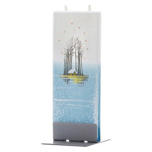 호수 위 나무와 집 - Flatyz 플랫데코캔들 ( 이쁘고, 네모난 수제 아트캔들 ) - 15 cm