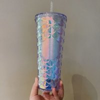 스타벅스 크리스마스MD 스키시리즈 오로라 컬러 인어비늘 대용량 빨대컵 710ml