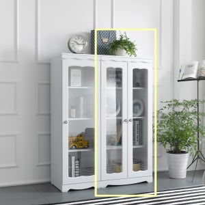 집무드 데이지 다용도 4단 진열장 유리문 미니 장식장 600