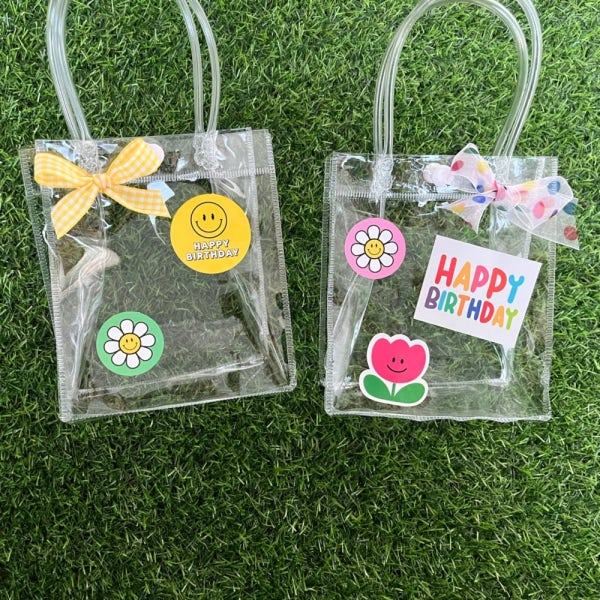PVC 투명 젤리 쇼핑백 1호 와인 답례품 구디백 비닐 손잡이 미니 간식 선물포장