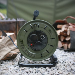 캠핑 릴선 스틸25 릴전선 25M USB포트 카키