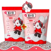 홍사장 벤토나이트 고양이 모래 무향 6kg 2개입