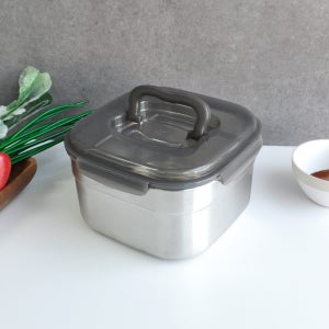 키친유 핸디 스텐 김치통 4.7L 김장 정사각 스테인레스 밀폐용기 대용량 과일 쌀 보관통