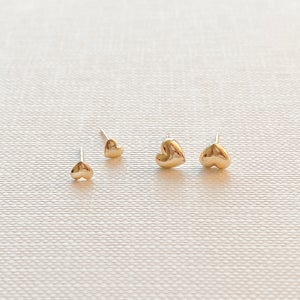 토프 디어 하트 이어링 - 14k gold 볼륨 하트 금귀걸이