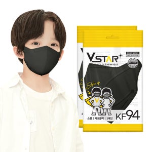 브이스타 KF94 시크블랙 100매 소형/어린이용 컬러 개별포장 새부리형 일회용마스크