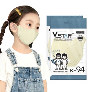 브이스타 KF94 코튼크림 100매 소형/어린이용 컬러 개별포장 새부리형 일회용마스크