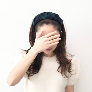 체크 도톰 바게트 볼륨 헤어밴드 넓은 머리띠