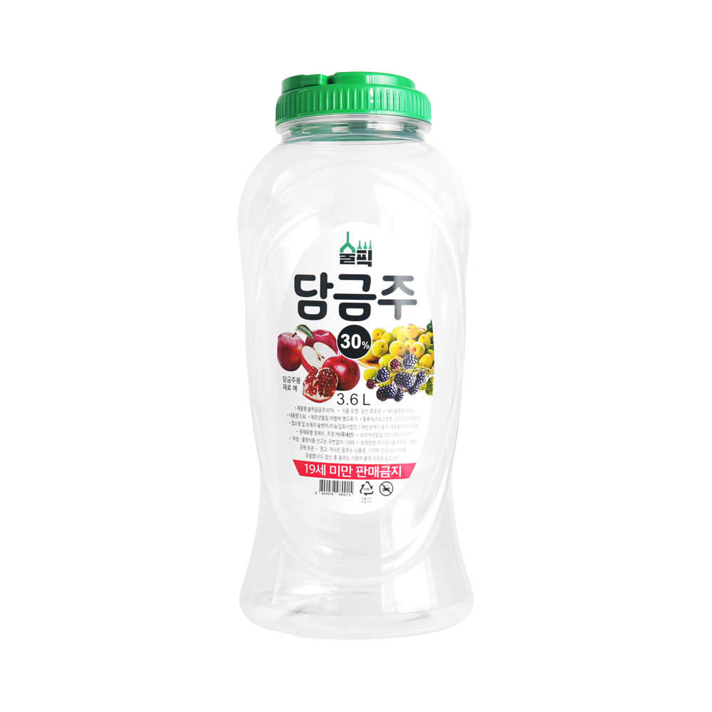 [3.6L] 술픽 담금주 30도 담금소주 담금주용 담금주병 담금술 3.6L, 1개