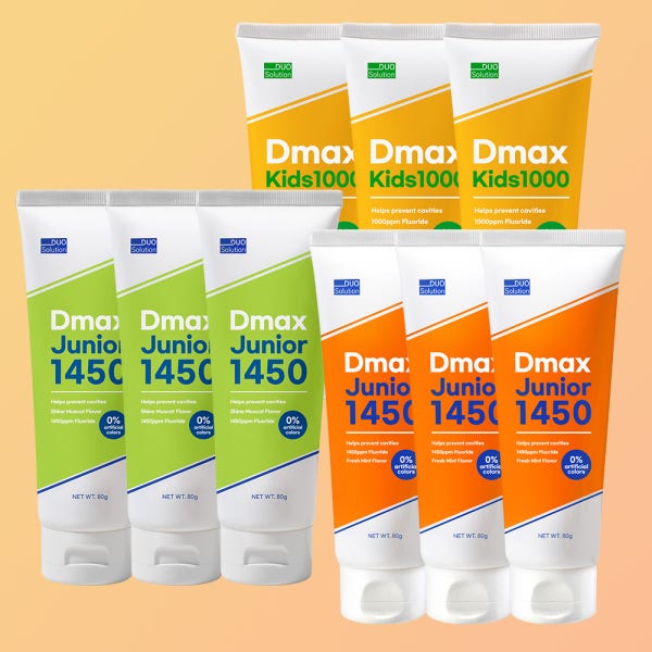 트렌드박스-뷰티헬스케어 듀오솔루션 디맥스 1450ppm 어린이 고불소 불소치약 3개 주니어민트+샤인머스켓+키즈