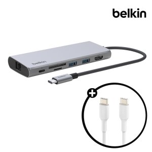 벨킨 7in1 USB C타입 멀티 허브 100W 기가비트 이더넷 4K 모니터 맥북 아이패드 호환 노트북 아이폰15 INC009bt