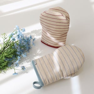 유노야 라인스티치 린넨코튼 주방오븐장갑 냄비손잡이 패브릭장갑 1P 2Colors