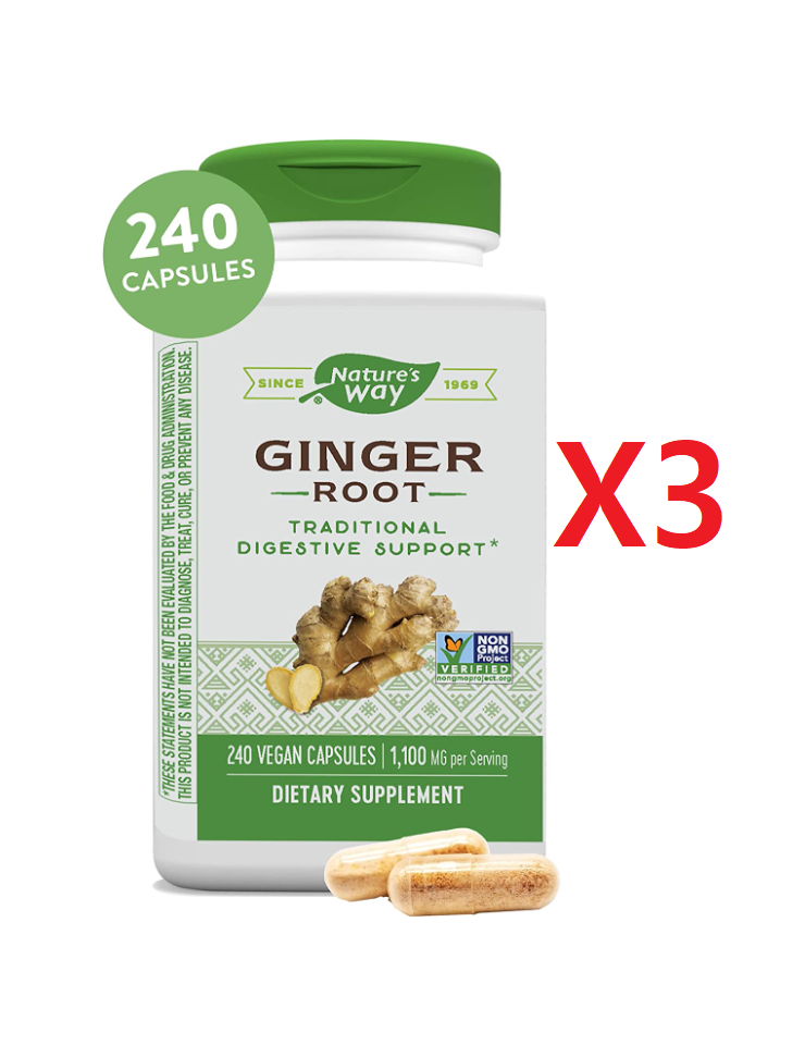<b>네이처스웨이</b> 생강캡슐 진저 루트 생강 뿌리 1100mg 240캡슐 3개