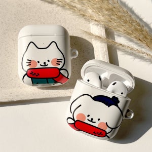 [airpod/pro]목도리 겨울 댕냥이 커플 우정 하드 에어팟 에어팟프로 프로3 에어팟4 무선이어폰